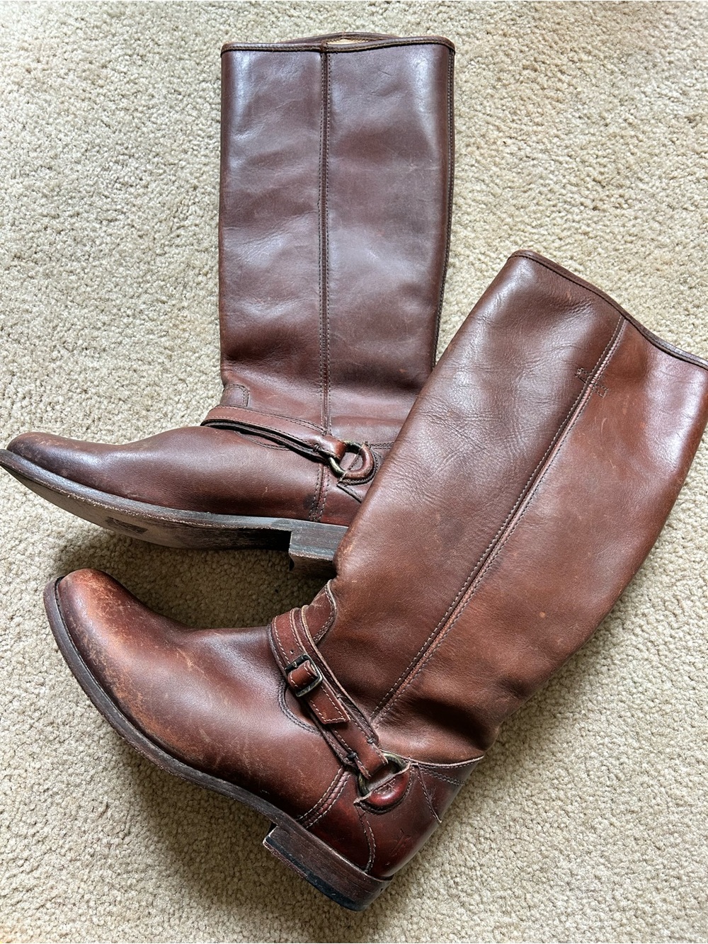 Frye Phillip Ring Brown Leather Women's Riding Boots